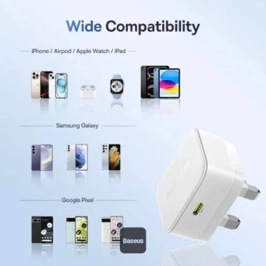 Baseus Palm Fast Charger 1C 30W with Cable USB-C to USB-C 60W - Moon White